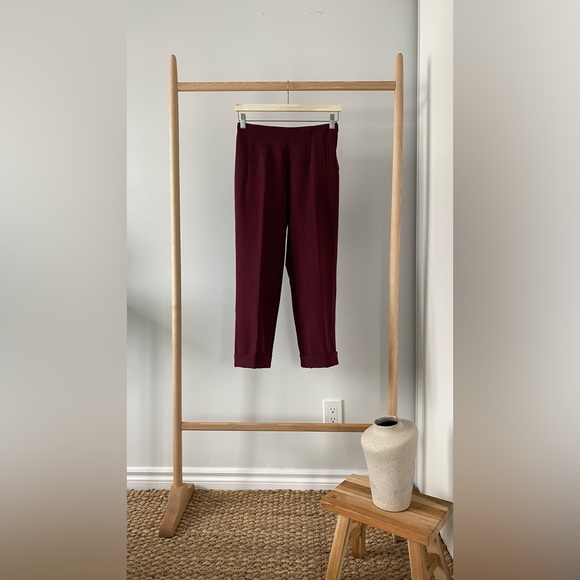 Zara Burgundy Cropped Pants - Picture 1 of 7